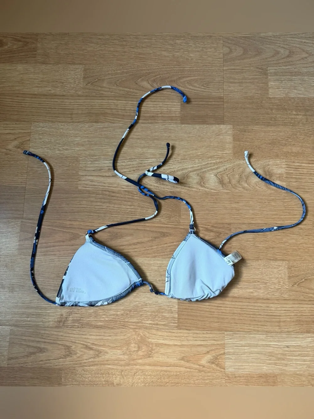 aerie Blue Floral Triangle Bikini Top
